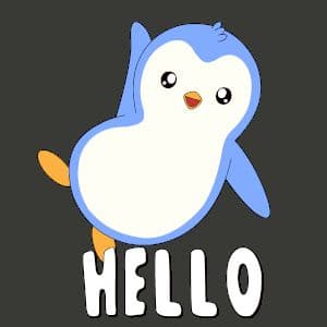 Pingouin mascotte qui dit Hello
